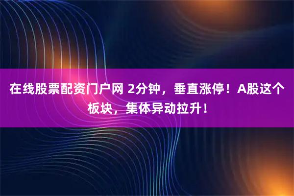 在线股票配资门户网 2分钟，垂直涨停！A股这个板块，集体异动拉升！