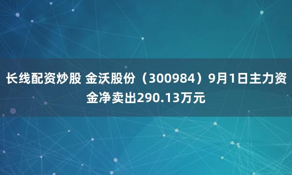 长线配资炒股 金沃股份（300984）9月1日主力资金净卖出290.13万元