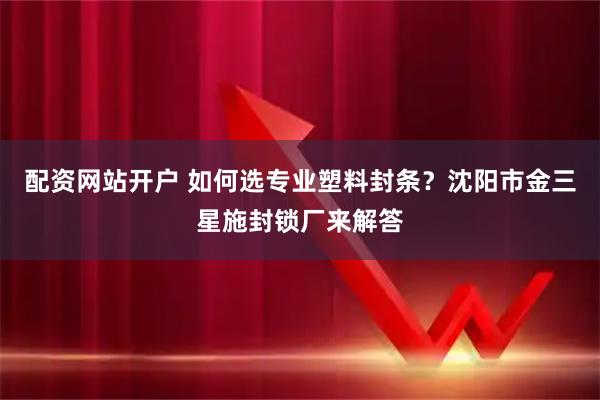 配资网站开户 如何选专业塑料封条？沈阳市金三星施封锁厂来解答